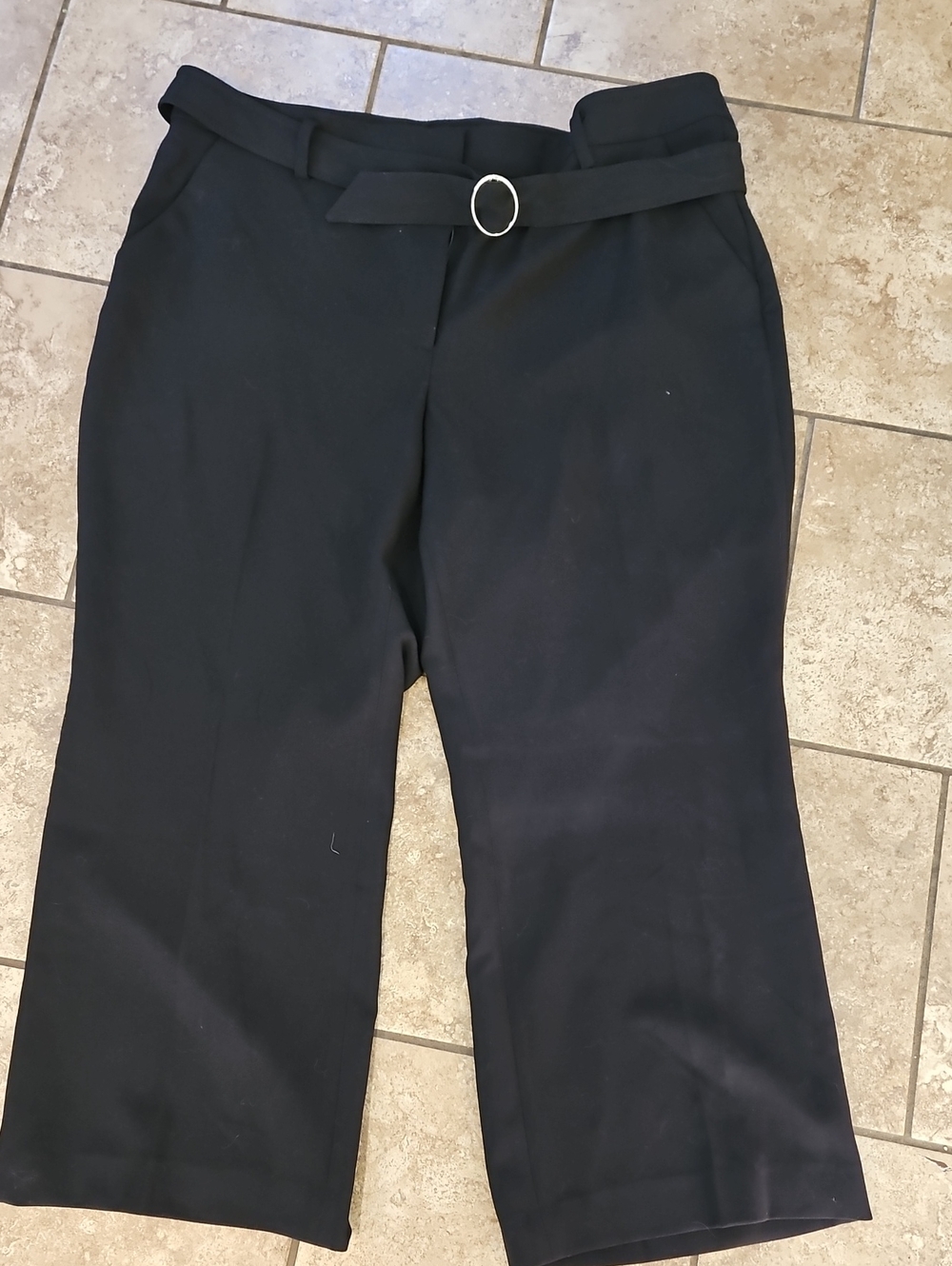 White House Black Market Black Wide-Leg Belted Capris